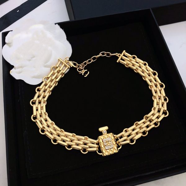 

20style women ccity choker luxury designer necklace pendant chain crystal brass c-letter necklaces statement jewelry accessories 34, Silver
