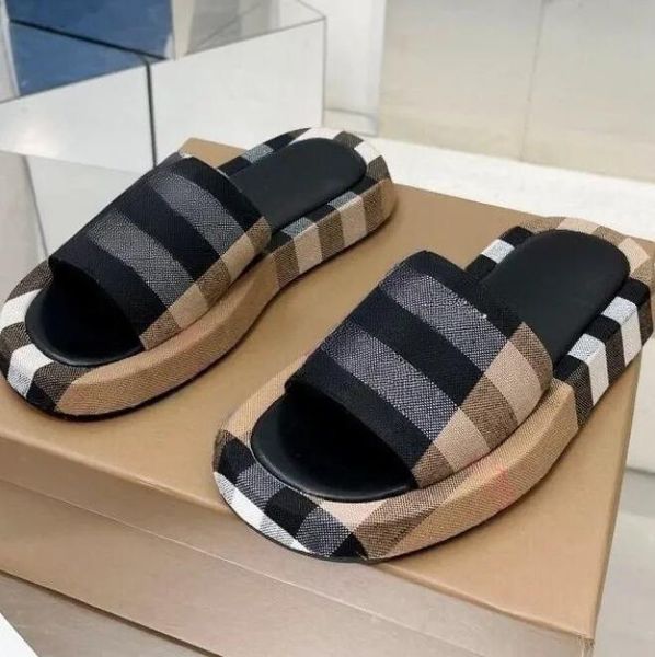 

designer sandals slides slippers leather slide platform slippers women's summer flat slippers women's fashion outwear beach sandal, Black