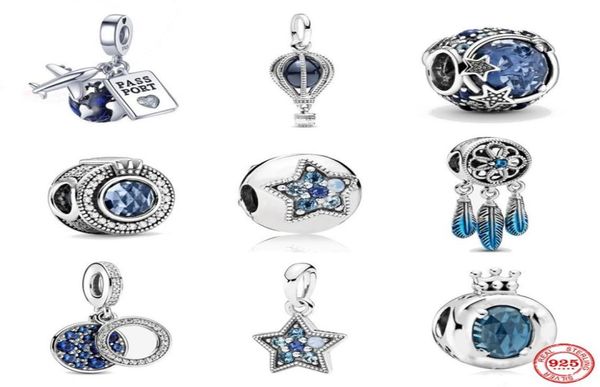 

new popular 925 sterling silver european charm original bracelet female pandora jewelry blue pendant star suspension gift9608221, Golden;silver