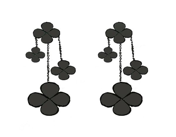 

women gilrs dangle chandelier earrings clover fourleaf 4 flowers motherofpearl designer jewelry sterling silver 676120