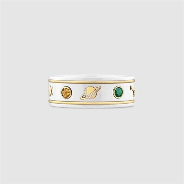 

70% off designer jewelry bracelet necklace white ceramic ring with golden edge bee, Silver