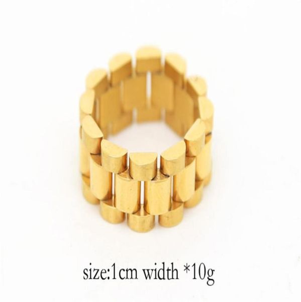 

hip hop men stainless steel chain punk style 24k gold three row watch strap golden rings fashion party jewelry gift9652360, Golden;silver