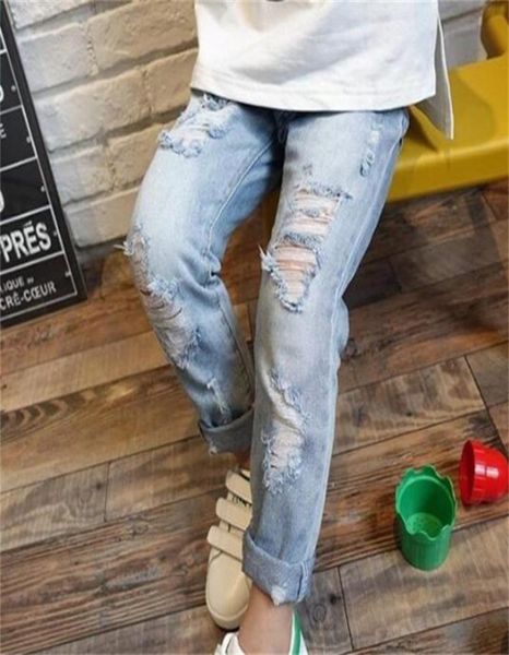 

children broken hole jeans spring fashion toddler clothing kids ripped denim trousers pants for boys girls 0976 v28420662, Blue