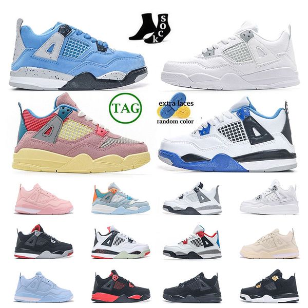 

jumpman 4 4s kids military black basketball shoes trainers girls boys off noir union cat all white pink infrared toddlers baby red thunder i