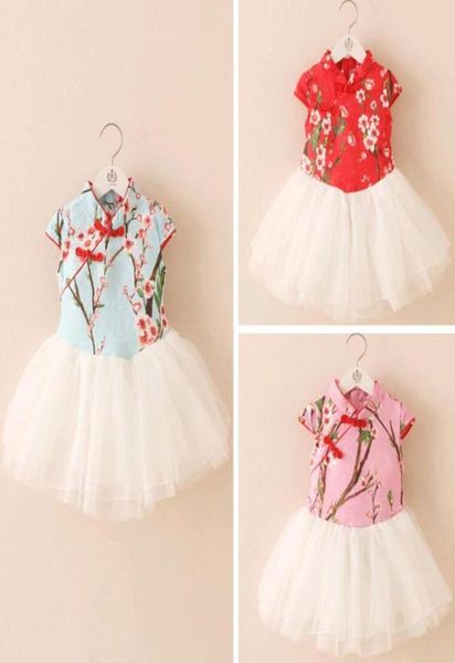 

children girl qipao dress traditional chinese embroidery blossom flower pattern stitching dress baby cheongsam kid clothes for bir2202680, Red;yellow