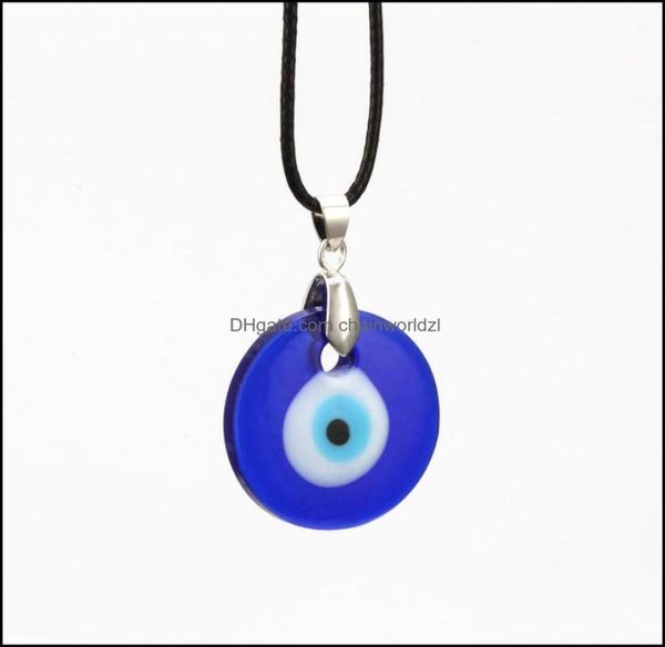 

pendant necklaces pendants jewelry evil eye necklace blue charm 30mm greek mati hamsa nazar men jewelry leather drop delivery 20212409509, Silver