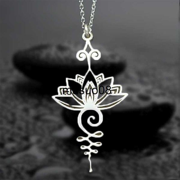 

pendant necklaces artistic lotus flower pendant necklace hippie necklaces women hollow plating necklaces jewlery gift yoga healing charms pe, Silver