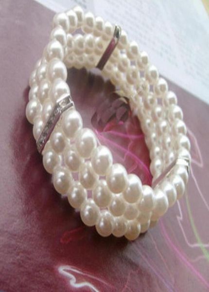 

multi layer crystal pearl tennis bracelet luxury women pearl barcelet bridal wedding jewelry bangles for party6556219, Golden;silver