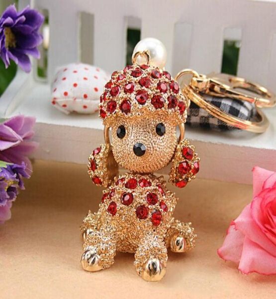 

fashion keyring holder cute poodle dog key chainspursehandbag charmsnice gift real gold plated alloy keyring6539438, Slivery;golden