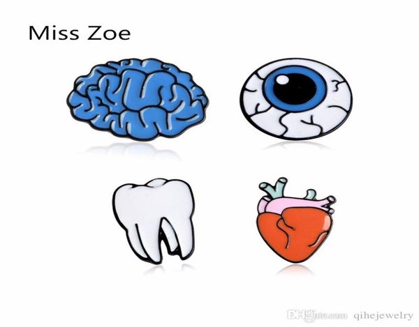 

cartoon cute organ brain eye heart tooth metal brooch pins button brooch denim jacket pin badge funny gift fashion jewelry9054210, Gray