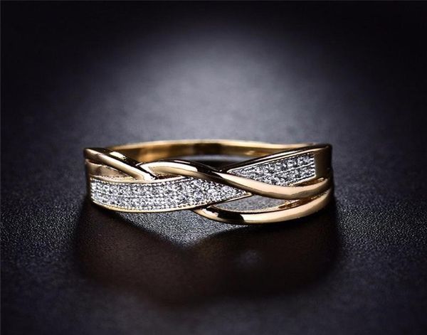 

wedding rings fashion temperament luxury originality weave pave band rhinestone ring for woman jewelary engagement gifts wome8508774, Slivery;golden