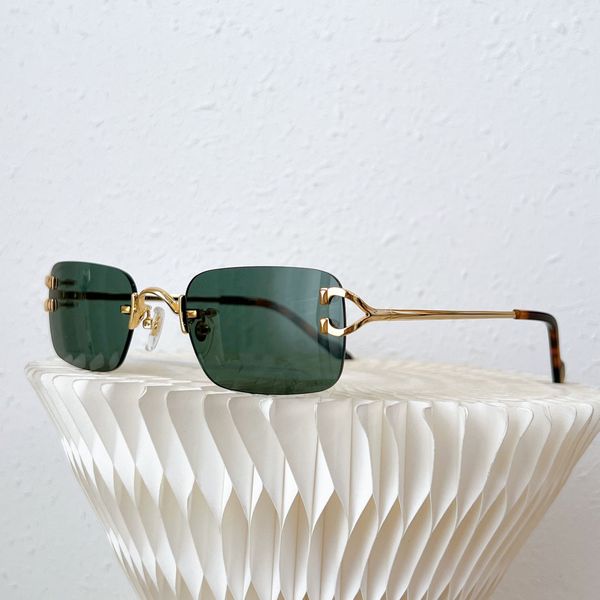 

mens sunglasses luxury gold frameless simple generous light size 55 21 140 womens sunglasses outdoor sun protection beach glasses, White;black