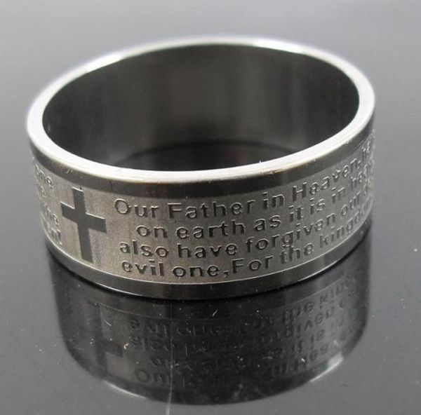 

mens womens etch christian serenity prayer cross stainless steel ring silver fashion jewelry band ring size 8 to 128911111