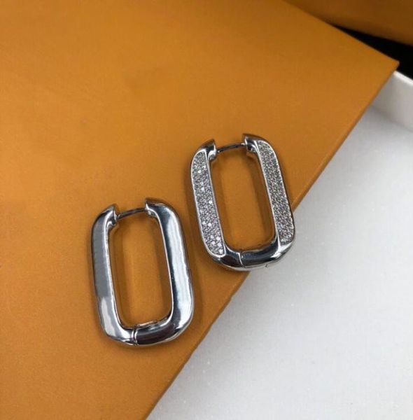

18k gold silver diamond ear studs fashion women hoop earrings luxury designer jewelry lady wedding accessories with gift box5302768, Golden;silver