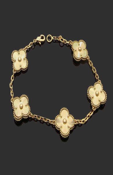 

luxury designer link chain bracelet fourleaf cleef clover womens fashion 18k gold bracelets jewelry u6 15134022, Golden;silver