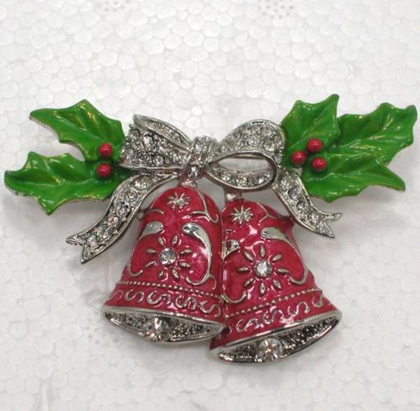 

whole crystal rhinestone enameling christmas bells pin brooch jewelry gift c8791637690, Gray