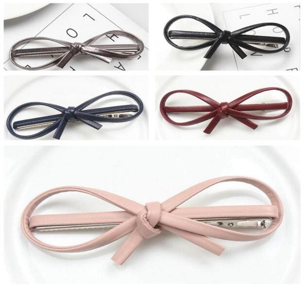 

fashion women 039s new leather bow hair clip hand made liuhai side folder fj181 mix order 60 pieces a lot7271245, Golden;silver