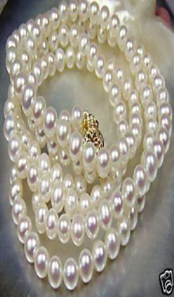 

beautiful78mm white akoya cultured pearl necklace 25quotm0206865974, Silver