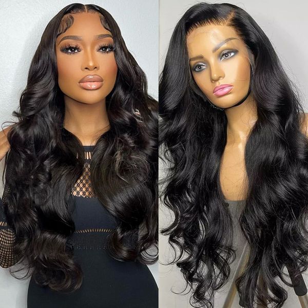 

body wave lace front human hair wigs 28 30 32 inch 13x4 4x4 transparent lace frontal closure brazilian hair wig for black women, Black;brown