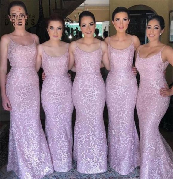 

sparkle pink mermaid sequins evening dresses spaghetti straps backless long formal occasion evening prom gowns wedding guest 2972049, White;pink