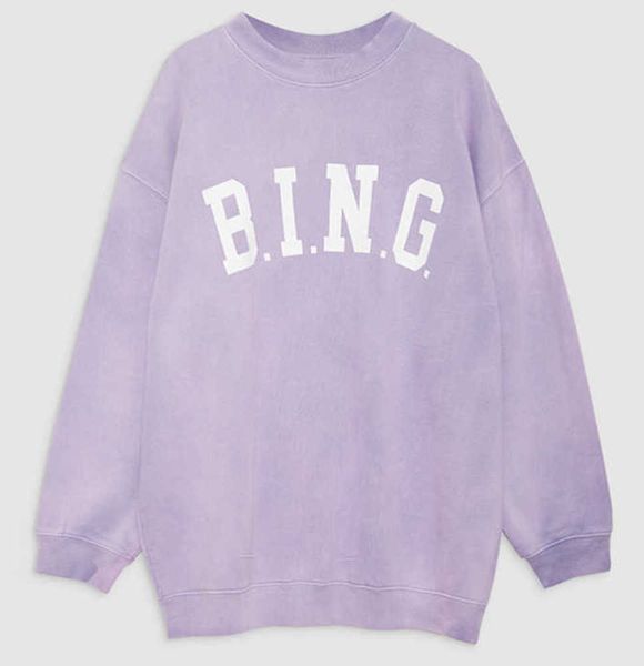

2023ss fashion designer sweatshirt pullover women washing lavender purple loose cotton hoodie sweater bings, Black