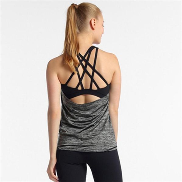 

fitness women breathable yoga gym workout tank backless sport t shirt women running shirt sport crop 665727