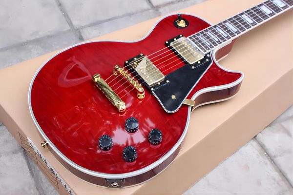 

classic custom shop 58 red wine electric guitar with mahogany solid body, ing