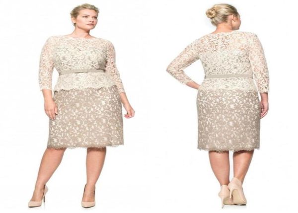 

2019 plus size lace formal dresses full sleeves knee length applique ribbons sash prom gowns vintage jewel neck selling mothe485824659161, Black