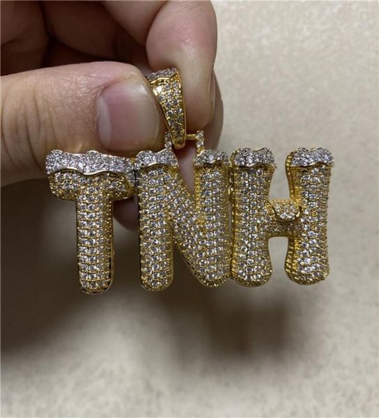 

custom letters name pendant necklace double color with 4mm tennis chain rope chain for men women cubic zircon hip hop jewelry gift5775981, Silver