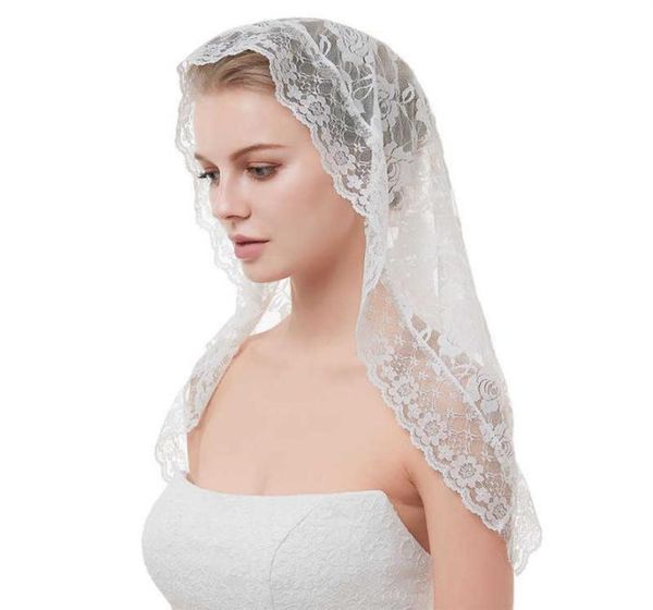 

2019 white black veil bridal mantillas chapel veils muslim veil head covering lace catholic veil mantilla welon slubny x07266683506, Slivery;golden
