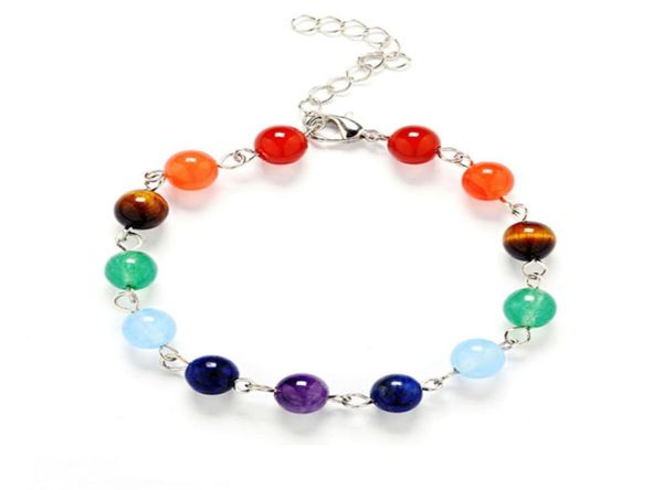 

7 chakra healing balance beaded bracelet yoga agate tiger eyes amethyst crystal natural stone bracelets3115532, Black