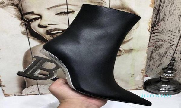 

fashion new bamai womens ankle autumn winter martin genuine cow leather paris high heel 95cm zip booties sz35419082279, Black