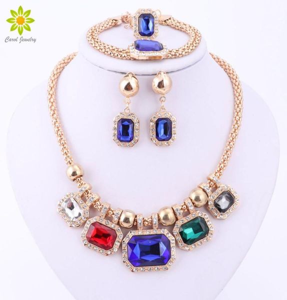 

fine african beads jewelry sets crystal necklace earrings set nigerian wedding accessories bridal collare costume jewelry sets9709171, Slivery;golden