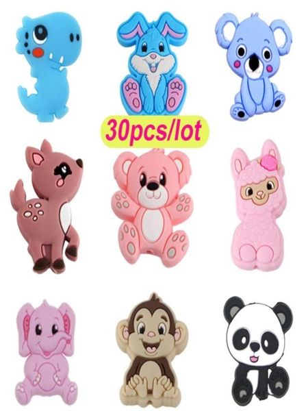 

kovict 30pcs various styles silicone beads rodent teeth care teething ring diy baby pacifier chain bracelet gift a 2202094831436