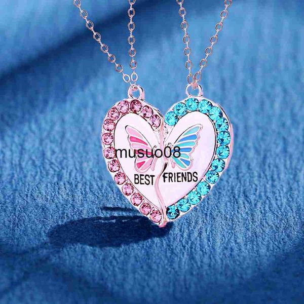 

pendant necklaces delicate butterfly heart necklace friends splicing magnet attraction couple pendant necklace valentine's day gift jew, Silver