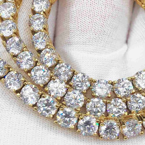 

factory direct sales 10k solid gold vvs moissanite tennis chain 3mm 4mm 5mm necklace bracelet for men women fine jewelry, Silver
