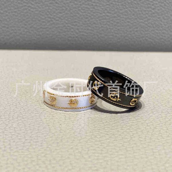 

70% off designer jewelry bracelet necklace ring ancient men's women's black white ceramic ring gold plated couple's ringnew j, Silver