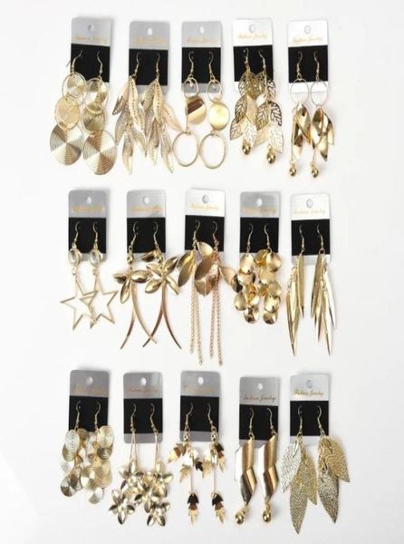 

20pairslot fashion hook drop dangle earrings jewelry for women party gift heart flower butterfly mix style gold silver color9890359