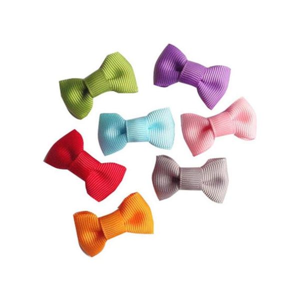 

cute mini tie bow solid ribbon bow snap clip 100pcs012343084920, Slivery;white