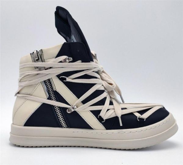 

2020ss exclusive high genuine leather cross shoelaces boots punk motor geobasket hip hop street rock boot5030482, Black