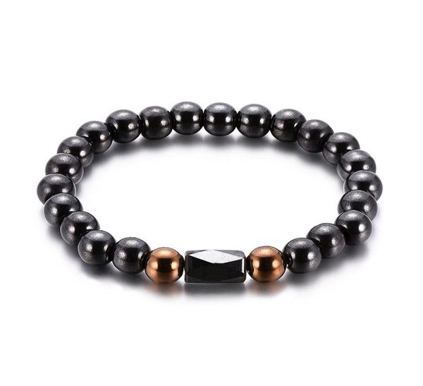

8mm black magnet hematite beaded bracelet healthy mens wristband jewelry whole custom bead stretch band4871263