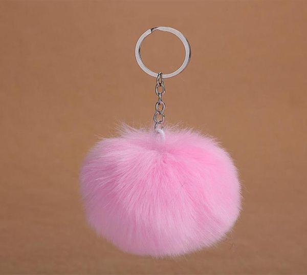 

8cm fluffy rabbit fur ball pompon key chain for women faux fur pompom keychain female key ring holder bag car trinket jewelry wedd7674141, Slivery;golden