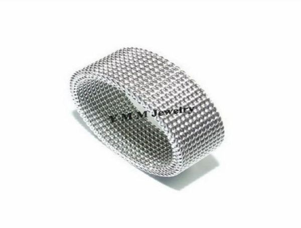 

8mm netlike titanium steel rings 36pcs stainless steel finger ring 1614914, Silver