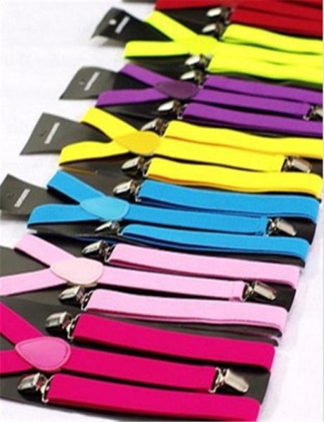 

50pcs candy color adjustable pants yback suspender brace elastic clipon belt adjustable braces suspenders ta1288078, Black;white