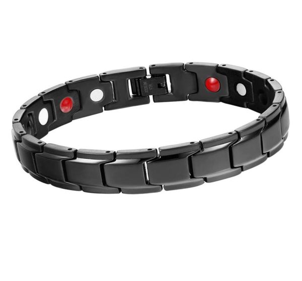 

fashion health energy bracelet bangle men black jewelry titanium stainless steel bio magnetic bracelet for man9883553