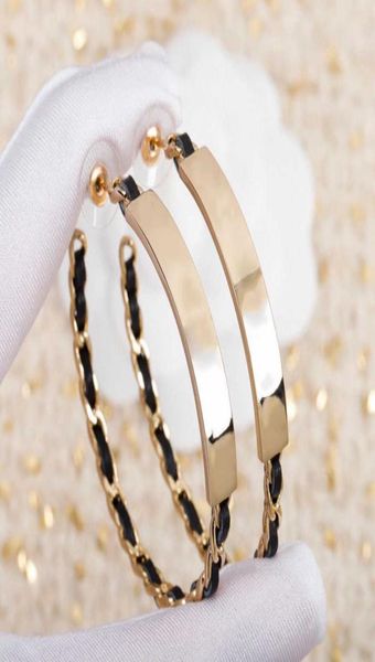 

2021 new brand fashion jewelry for women black leather design party light gold earrings c name stamp luxury 902379, Golden