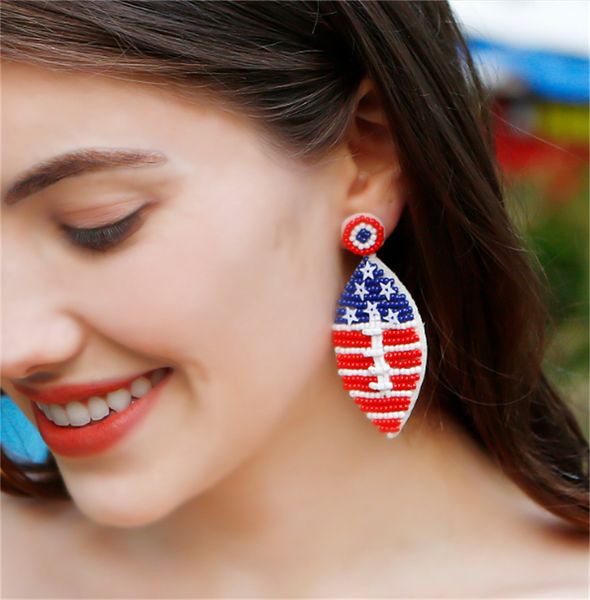

women's fashion casual bohemian earrings, hand woven independence day themed earrings, Golden