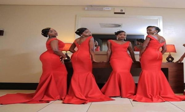 

orange mermaid bridesmaid dresses v neck backless sweep train satin prom gowns wedding party dresses vestidos de noche4305218, White;pink