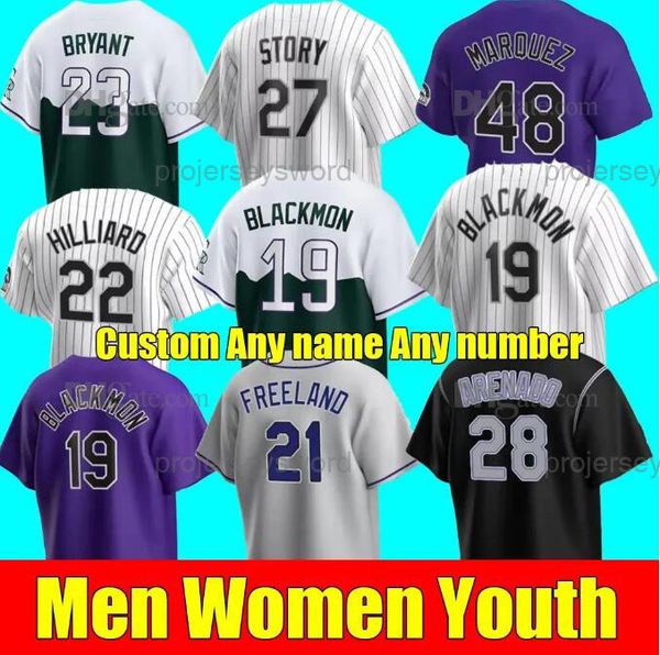 

custom s-4xl charlie blackmon jersey kyle and mike moustakas brian serven ryan mcmahon elehuris montero ezequiel tovar brenton doyle nolan j, Blue;black