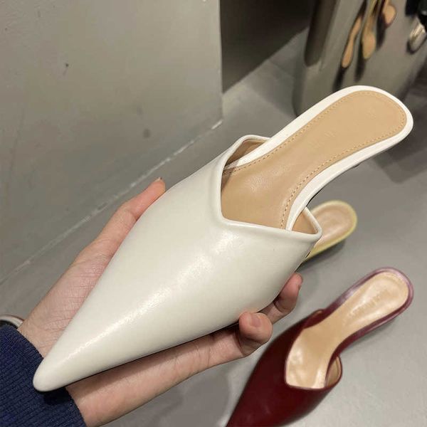

woman slippers new in 2023 designer fashion elegant woman heeled shoes pointed toe ladies pumps with heels mules female sandals slides 23051, Black